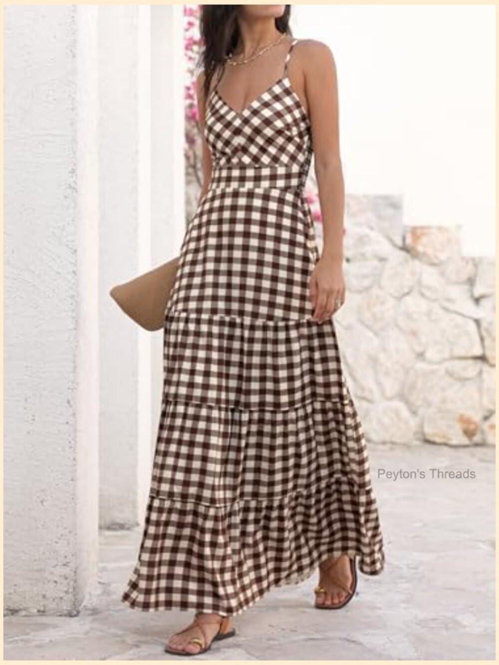 Spaghetti Strap Smocked A-Line Maxi Dress Casual Long Vacation - Picture 3 of 7